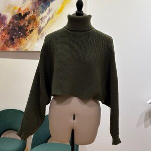 Olive Green Women's Turtleneck Sweater